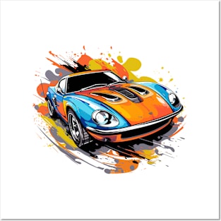 Sports Car Cartoon Illustration Posters and Art